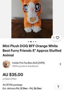 Mini Plush DOG BFF Orange White Best Furry Friend