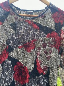 Sheer Floral Print Long Sleeve Top