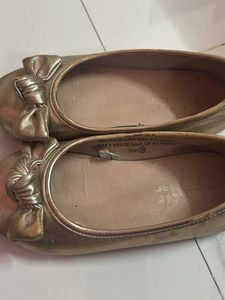 Girls' Gold Ballerina Flats with Bow