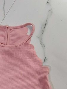 Pink Scallop Neck Halter Top