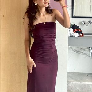 Elegant Ruched Strapless Maxi Dress