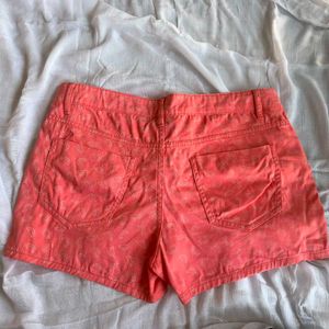 Coral Printed Denim Shorts