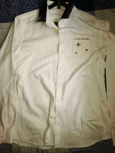 White Designer Shirt | LV Style Print | Premium Lo