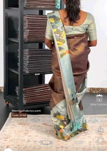 New Elegant Brown Floral Tissue silk Saree latest
