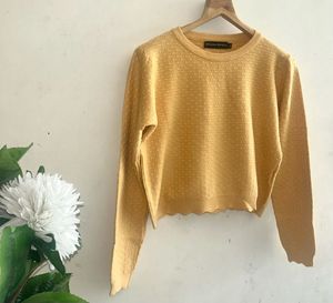 Global Republic Mustard Knit Cropped Sweater (M)