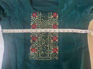 Embroidered Teal Kurta