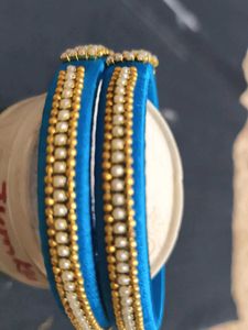 Blue Silk Thread Bangles - Set of 2