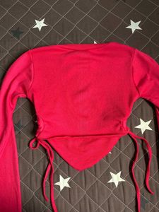 Hot Pink Drawstring Crop Top