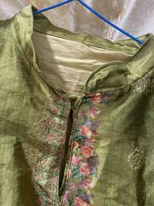 Olive Green Floral Salwar Kameez