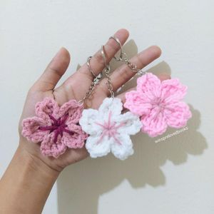 Crocheted Flower Keychains (Set of 1