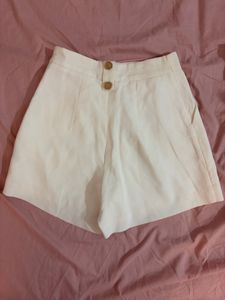 Chic White Shorts with Gold Button Detail