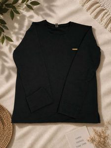 Women's Black Full Sleeve Textured Top