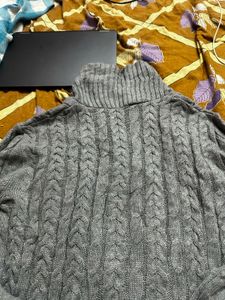 Cozy Gray Cable Knit Sweater