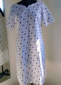 Blue &amp; White Print Kurta