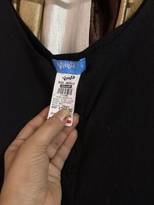 Sleek Black Button-Up Midi Dress