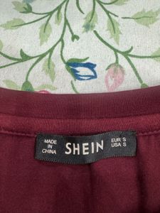 Maroon Pearl Embellished T-Shirt