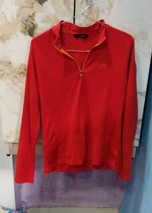 Red Long Sleeve Zip-Up Top