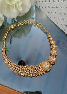 Gold AD Choker Necklace Bridal Statement Piece