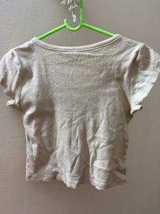 Cream Ribbed Cropped Top