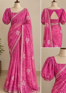 Cotton Pink Embroidered Saree