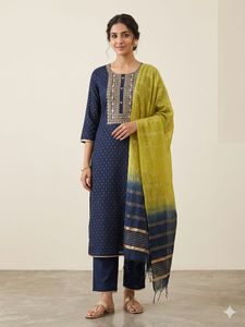 Elegant Navy Blue Kurta Set with Dupatta