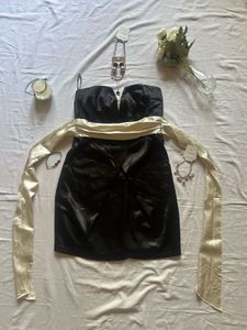 Elegant Black &amp; Gold Strapless Dress
