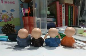Set of 4 Cute Monk Figurines