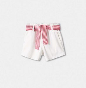 White Shorts with Red Striped Belt   LR-36