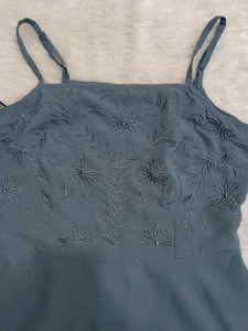Chic Blue Spaghetti Strap Dress