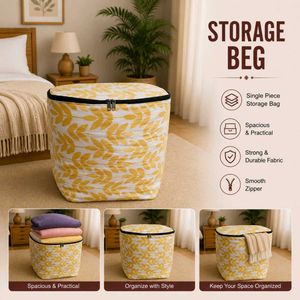 🇳🇿💫🎀Stylish Leaf Print Storage Ottoman