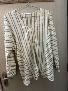 Striped V-Neck Long Sleeve Tunic Top