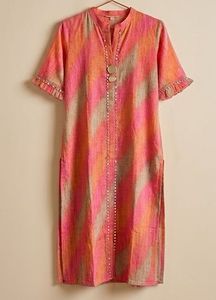 Stylish Pink Orange Diagonal Print Kurta