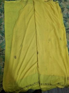 Elegant Yellow Embroidered Saree
