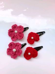Handmade Crochet Flower Hair Clips