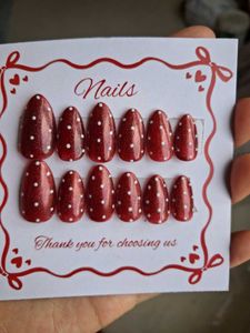 Sparkling Red Polka Dot Nails