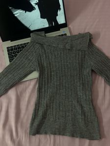 Ribbed Off-Shoulder Sweater