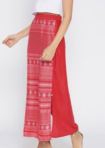 Aurelia Reddish pink a line skirt with White Print