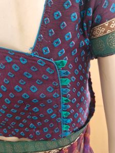 Brand New Purple Bandhani Saree + Stitched Designe