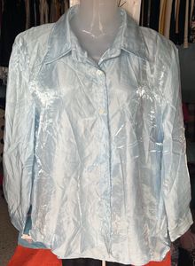 Light Blue Crinkle Button-Up Shirt