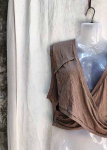 Brown Wrap Crop Top