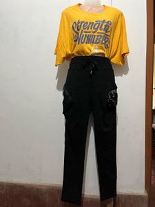 Black Graphic Print Pants