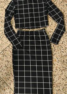 Black &amp; White Grid Print Co-ord Set