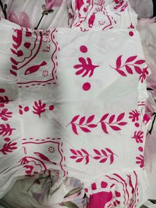 White Dress with Pink Tropical Print