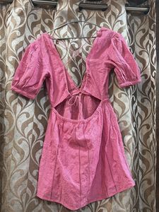 NEW - Chic Pink Embroidered Mini Dress