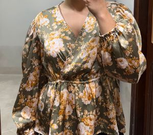 Floral Wrap Peplum Top