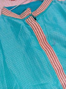 Woman Floral Kurti beaded collar neck.