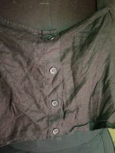 Forever 21 Black Corduroy Button-Front Crop