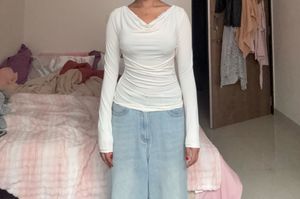 Drape Neck Long Sleeve Top