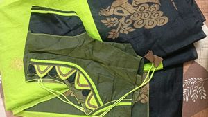 Elegant Green Saree with patch work blouse