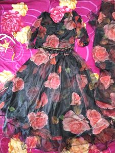 Organza Floral Heavy Flair Lehanga❤️